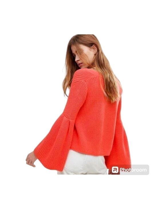 Free People Sweaters - Free People Damsel Bell Sleeve Cropped Sweater Coral Small Boho